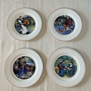 Sabatier French Bread Plates Fine Bone China  7 Inch Set of 4